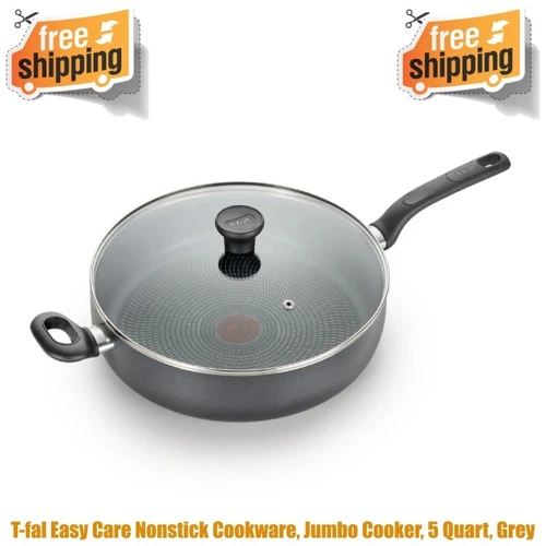 T-fal Easy Care Nonstick Cookware, Jumbo Cooker, 5 Quart, Grey