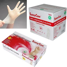  10X 100 1.000 pcs  Vinyl Gloves  powder free  SunnyCare Size LARGE   FAST SHIP 