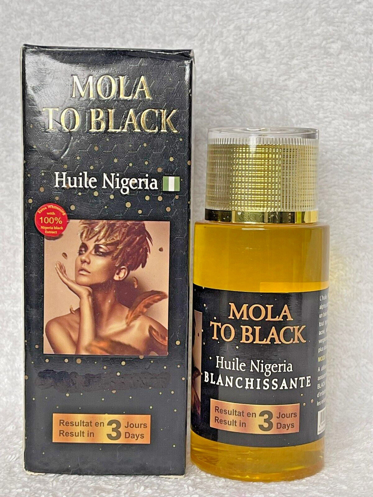 Huile Mola to Black Nigeria anti-imperfection et blanchissante pour une peau parfaite de 100ml