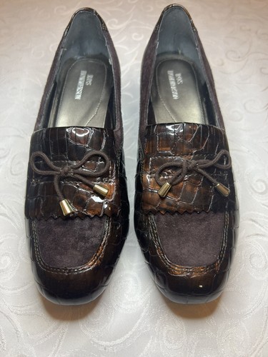 Ros Hommerson Women's Size 5MTeresa Brown Croc Patent Suede Leather