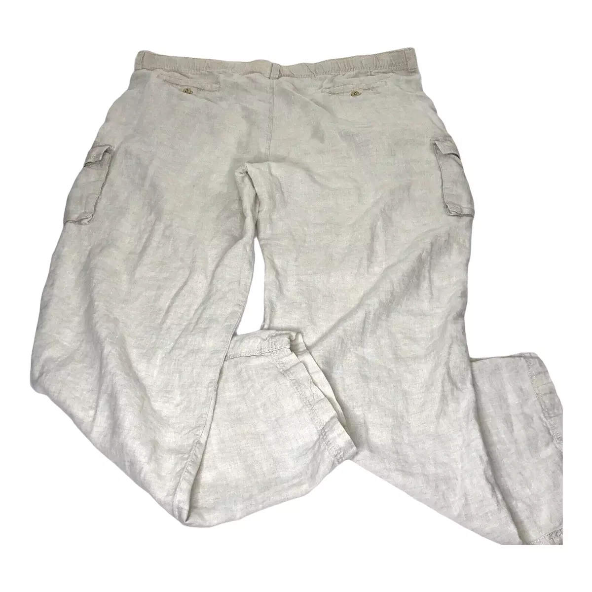 Tommy Bahama Linen Cargo Pants Beach Loose Drawstring Waist