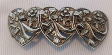 VINTAGE HEART FLOWER METAL HAIR BARRETTE HAIR ACCESSORY