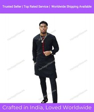 Indian Clothing Fashion Shirt Mens Kurta Cotton India Dress Kurta Color Black