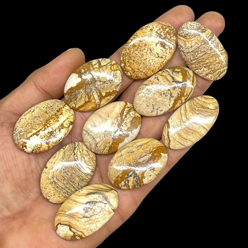 12 Pcs Pierre Jasper Naturelle Cabochons Ovales Polies 35-38Mm Gemmes - Picture 8 of 8