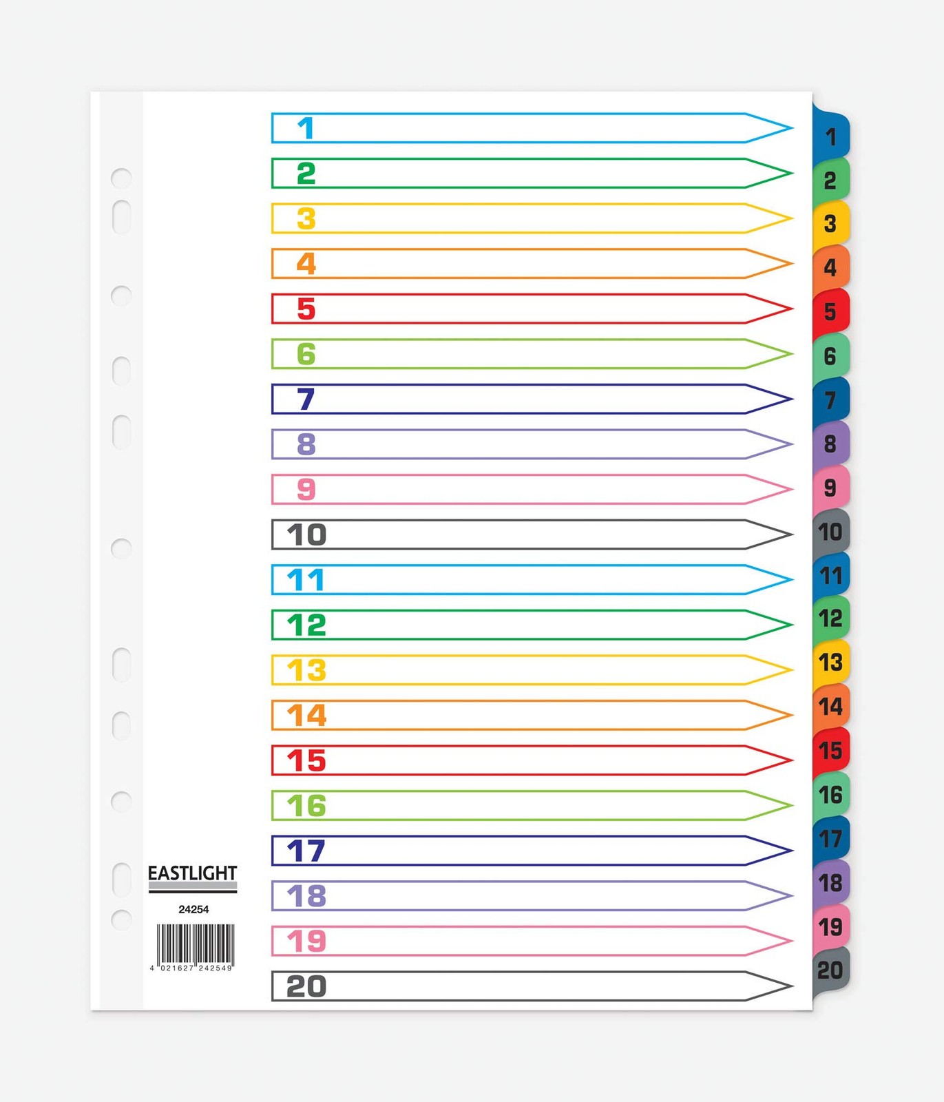 Index, A4, Extra Wide, 1-20 Mylar Tabs