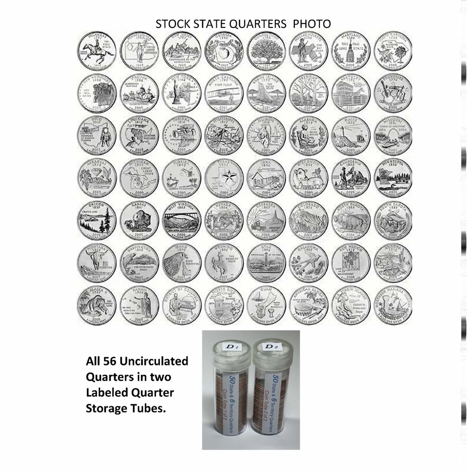 COMPLETE 56 UNCIRCULATED D QUARTERS w MAP incl. DC + 5 TERRITORIES  1999-2009 - Image 2 of 4