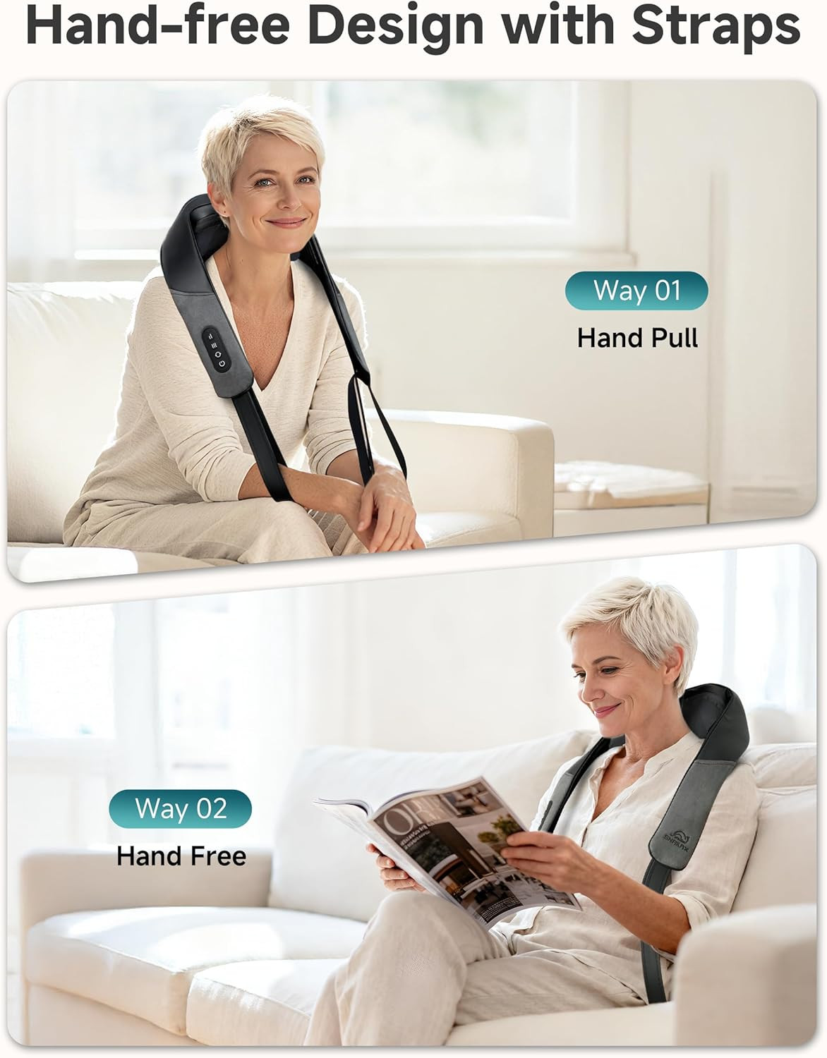 Shiatsu Neck Massager for Pain Relief Deep Tissue Cordless Kneading Shoulder Mas