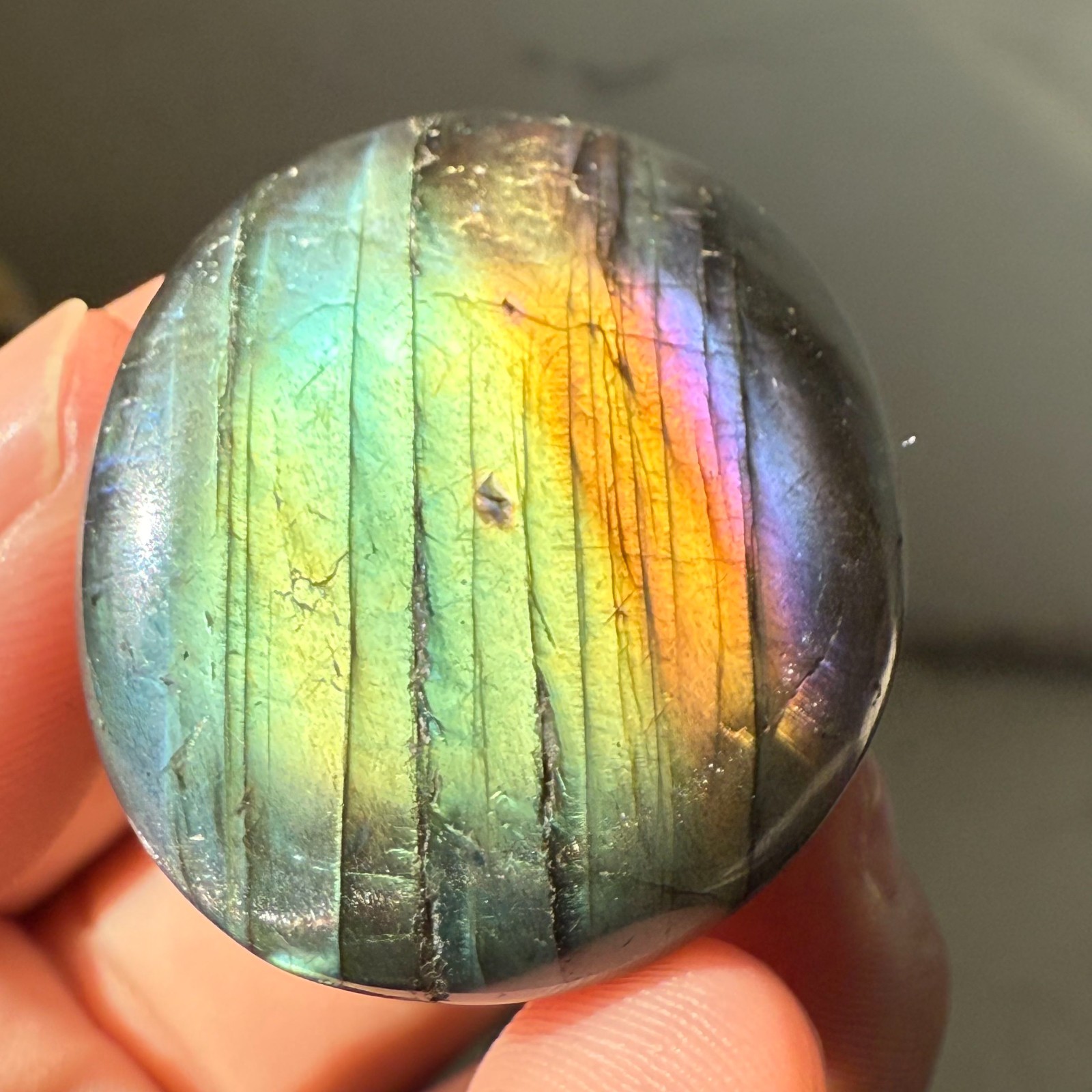 21g Natural Flashy Rainbow Labradorite Palm Crystal Quartz Healing Reiki