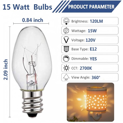 4-Pack 15W Candelabra Bulbs For Scentsy Warmers & Medical Equipment, Clear Finish