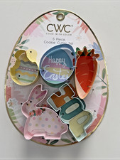 CWC Cook with Color 5 Piece Spring Easter Metal Cookie Cutter Set Bunny Egg