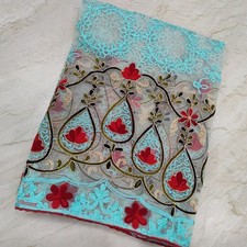 Indian Ethnic Long Dupatta Paisley Scarf Hand Embroidery Tissue Net Veil Stole L