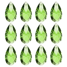 K9 Crystal Pendants Teardrop Beads, 12 Pack 28mm Chandelier, Green