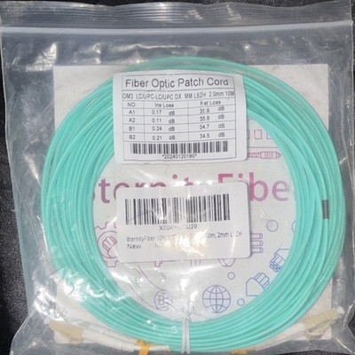 OM3 LC/UPC to LC/UPC Multi-Mode Fiber Optic Patch Cord 10m Aqua LSZH