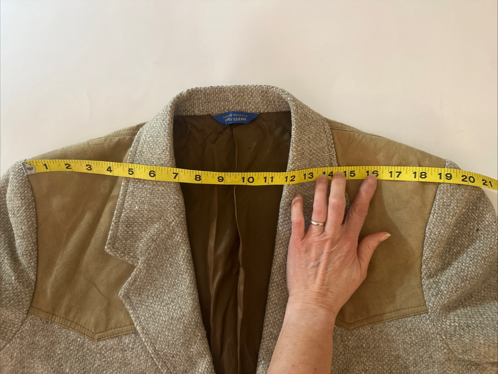 Vtg PENDLETON Tweed Wool Leather Patch Jacket Bla… - image 22