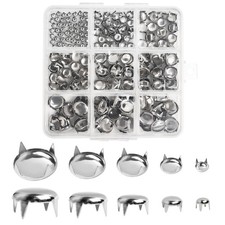 SBYURE 300 Pieces Round Dome Studs 5 Sizes Silver for Clothing Sliver