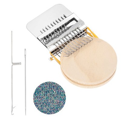 Speedweve Darning Loom, 10 Hooks Mini Weaving Knitting Machine Silver