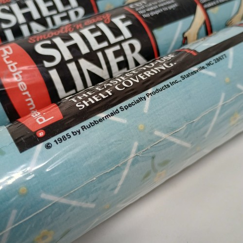 Rubbermaid VTG 1985 Smooth 'n Easy Shelf Liner 5350 Posy Blue 10' x 12" LOT OF 4 - Picture 4 of 14