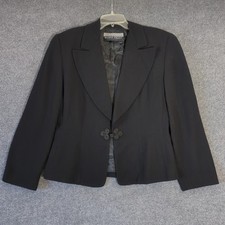 Linda Allard Ellen Tracy Wool Blazer Black Tailored Jacket Women's 12
