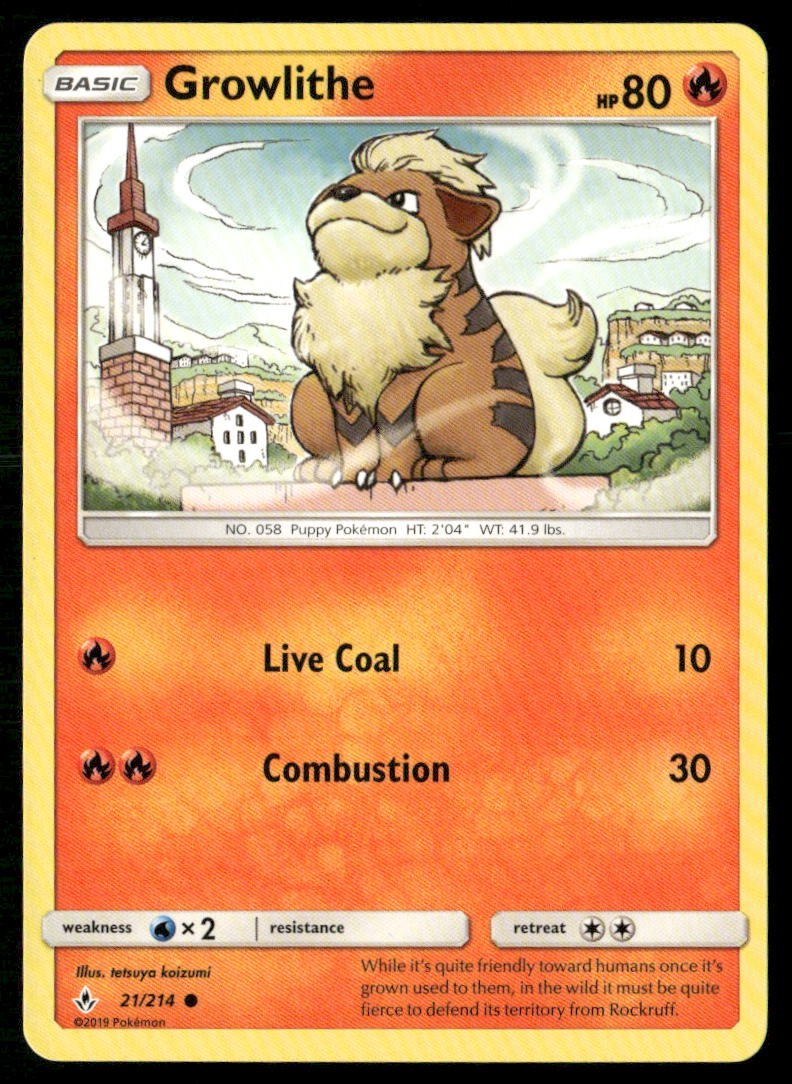 Growlithe 21/214 Common Unbroken Bonds Pokemon Lightly Played