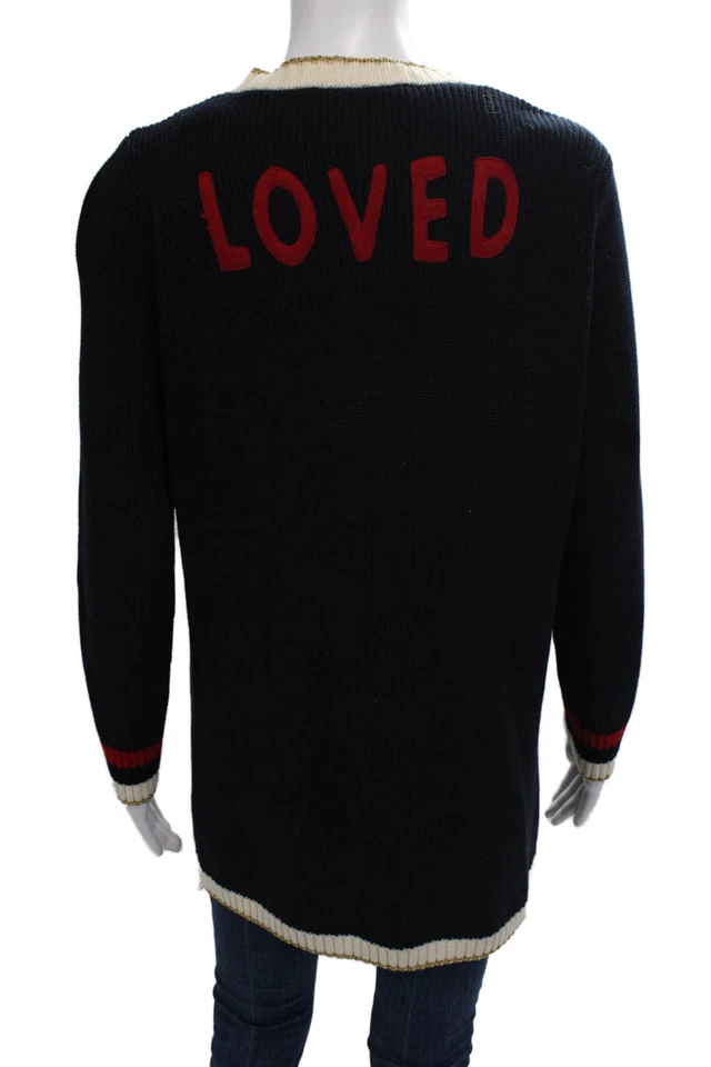 Cárdigan Gucci Unisex Azul Oscuro Cuello en V Talla M Foto 4 de 4