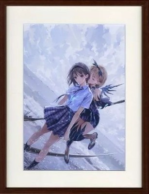 Blue Reflection Tie Original Illustration Board with Frame & Accessories Used