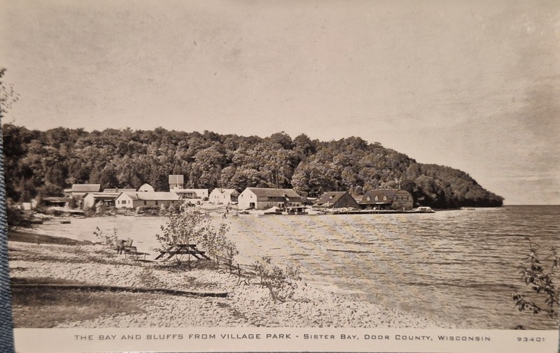 C.R. Childs Lithograph The Bay & Bluffs Village Park Sister Bay Door County Wis