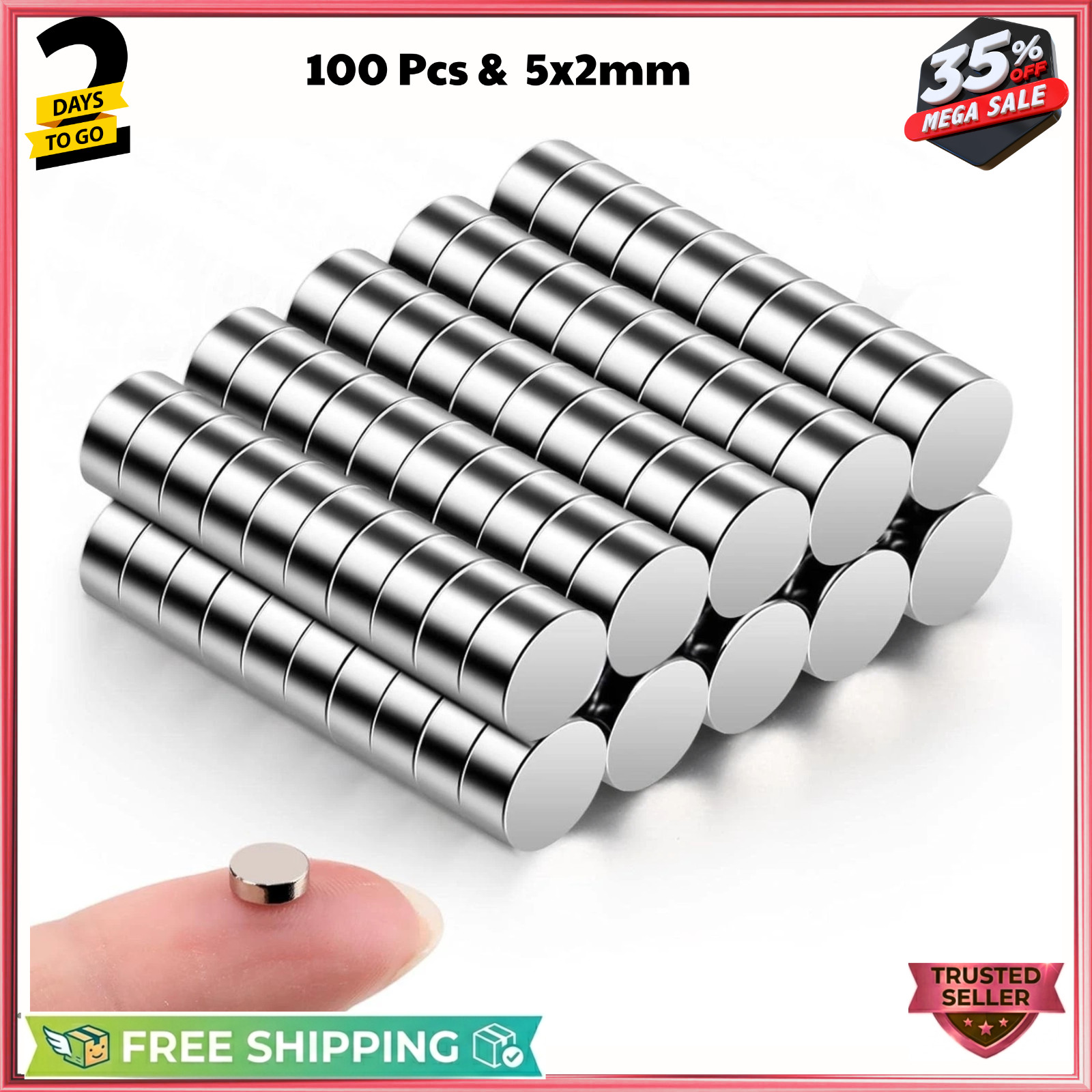 100 Pcs Small Magnets 5x2 mm Neodymium for Crafts