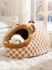 Cuccia Igloo Per Cani E Gatti In Peluche Morbido Calda Antistress Inverno