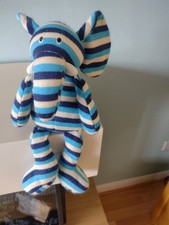 Little Jellycat London Blue Striped Jumble Elephant Soft Plush Toy Retired 2015