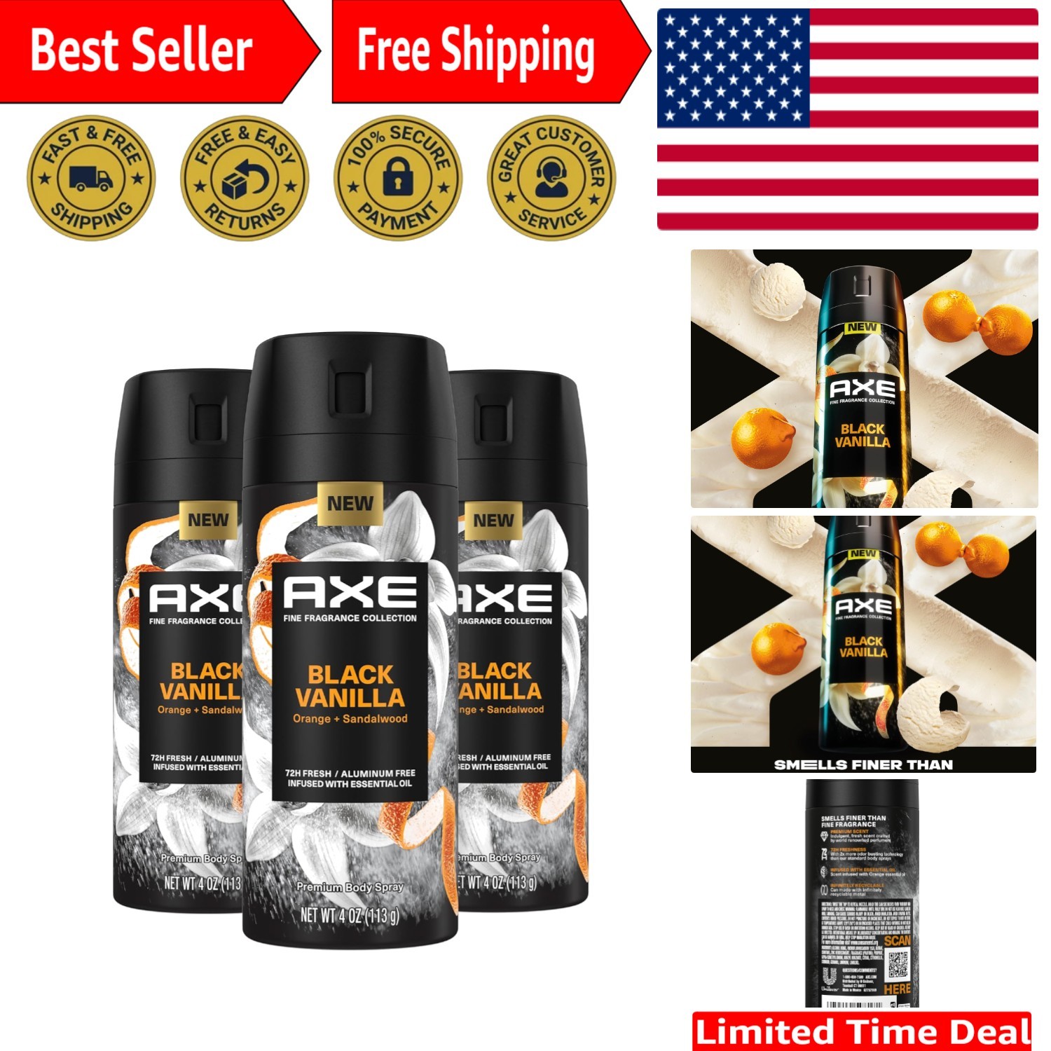 : Black Vanilla + Orange, 72h Freshness