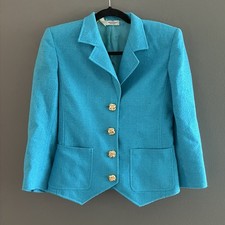 Vintage Valentino Boutique Blazer Size 4 Teal Aqua