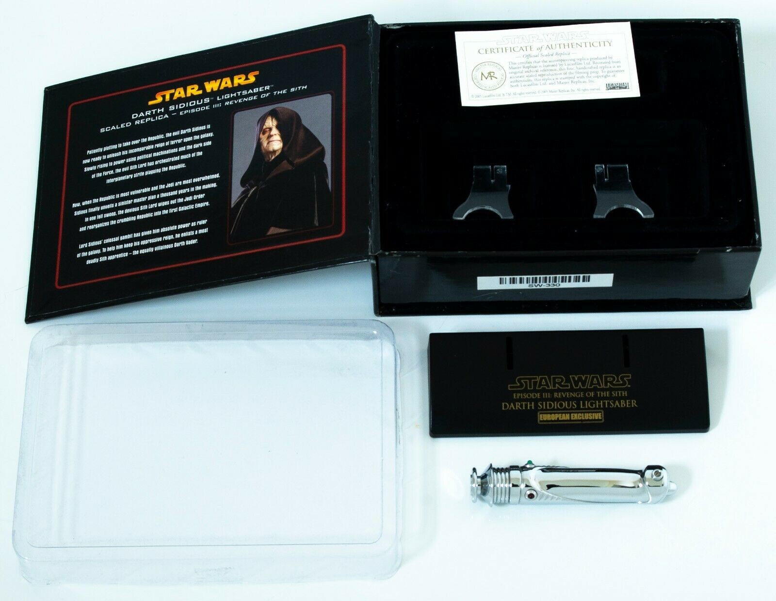 Star Wars ESPADA LÁSER DARTH SIDIOUS 9cm Soporte Ep 3 Réplica Maestra