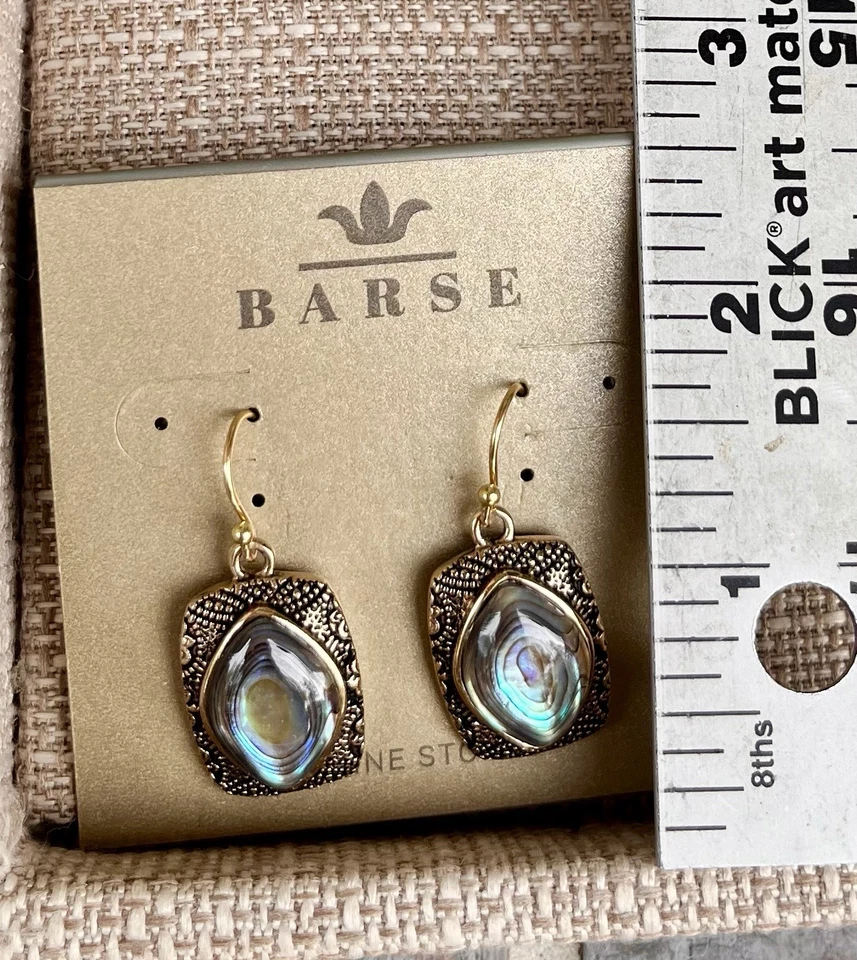 Pendientes colgantes Barse nuevos con etiquetas verde azul abulón bronce dorado Foto 4 de 4