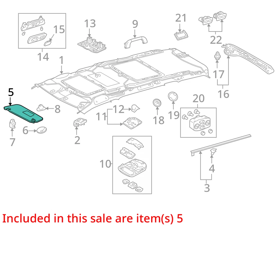 Espejo parasol izquierdo gris DSIQC Toyota Sienna 2011-2014 parasol conductor Foto 3 de 4