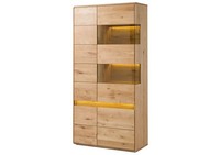 Vitrine Glasvitrine Standvitrine Led Vitrinenschrank Eiche Massiv Holz Montiert