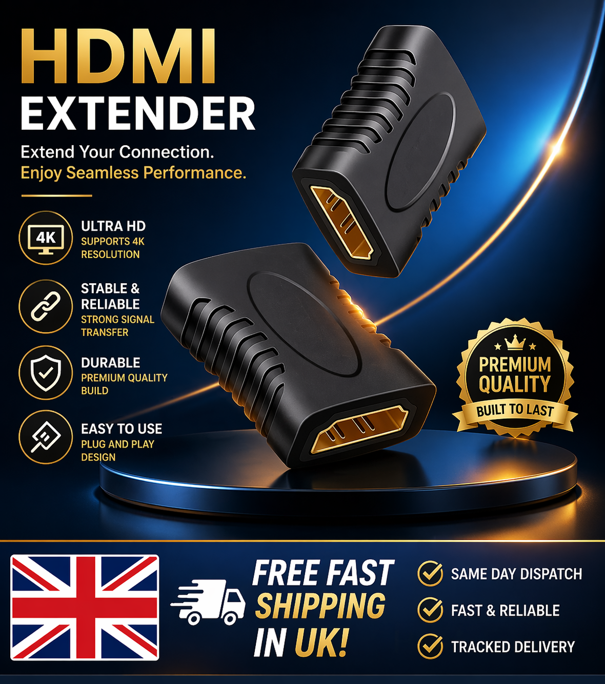 HDMI Extender Female to Female Adapter – Extension Joiner Connector (1080p / 4K