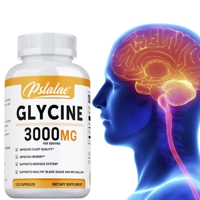 PSLALAE Glycine 3000mg - Sleep,Muscle Support Stress & Anxiety Relief, High Strength