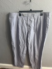 Chaps Pants Mens Size 42x30 Blue Striped Pleated