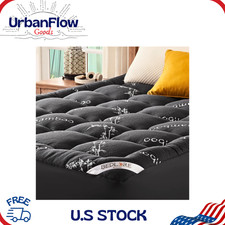 King Mattress Topper Viscose Derived from Bamboo for Back Pain Relief Dark Gray 