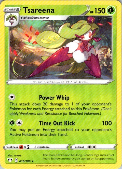 Tsareena 016/189 Rare Darkness Ablaze Pokemon Near Mint