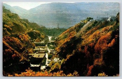 Utah~Bingham Canyon Town Birds Eye View~Copper Mine Terraces~1950s Postcard