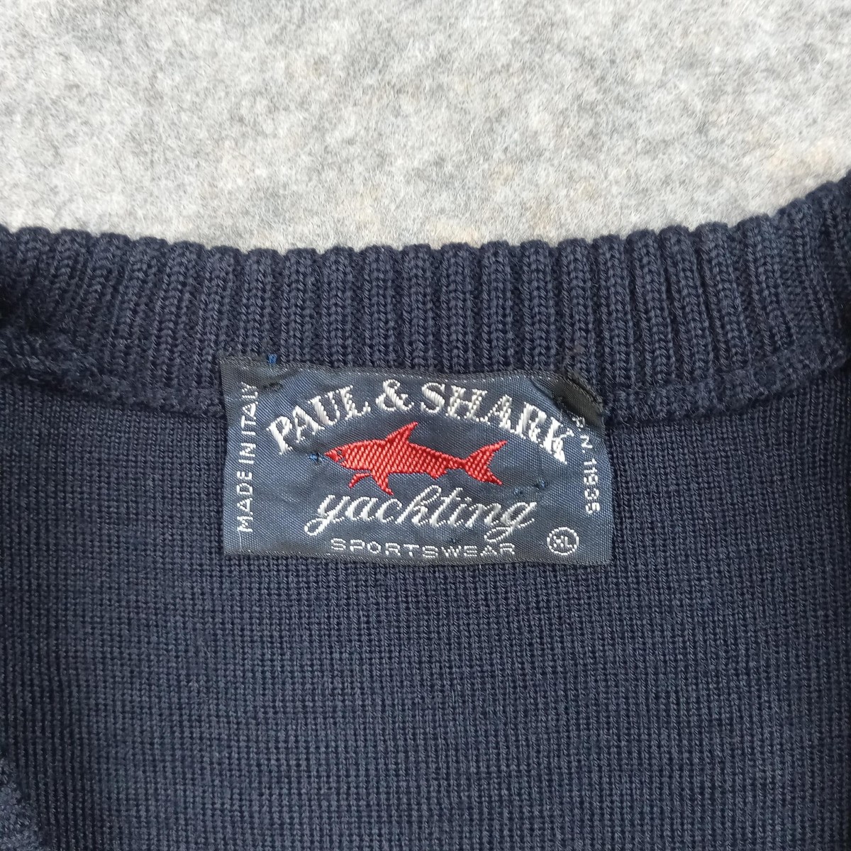 Paul Shark Sweater Mens XL Navy Blue V-Neck Wool Blend Italy 