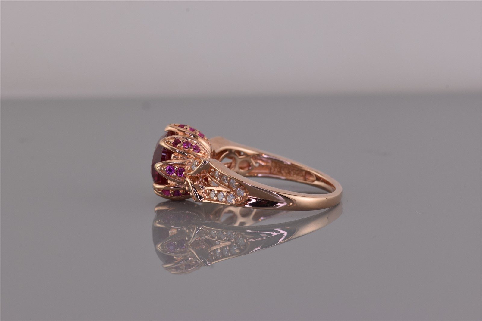 Rose Sterling Silver Red Ruby Cubic Zirconia Band… - image 5