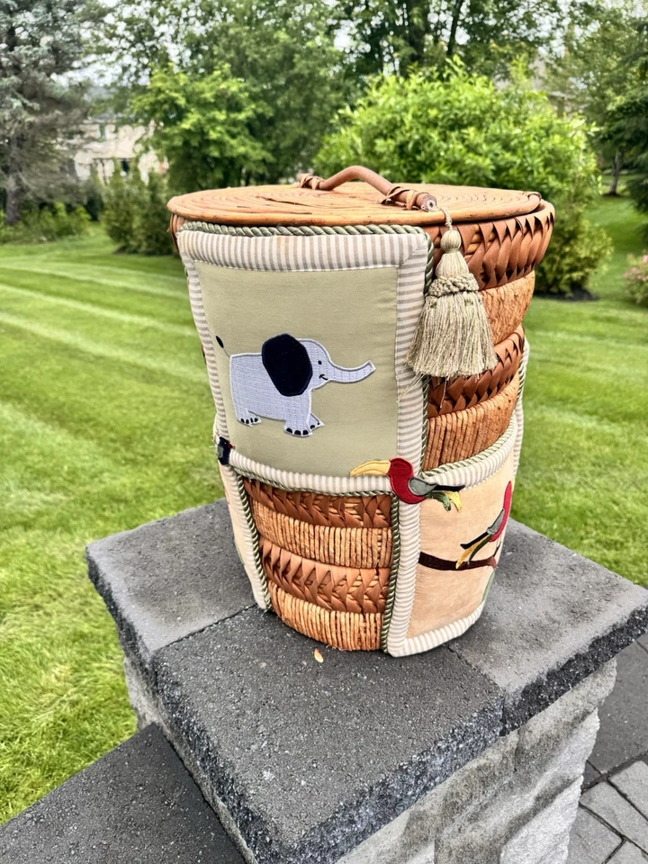 "Cesta de almacenamiento/juguete tejida a mano de mimbre ratán para guardería de bebé 22""" Foto 4 de 4