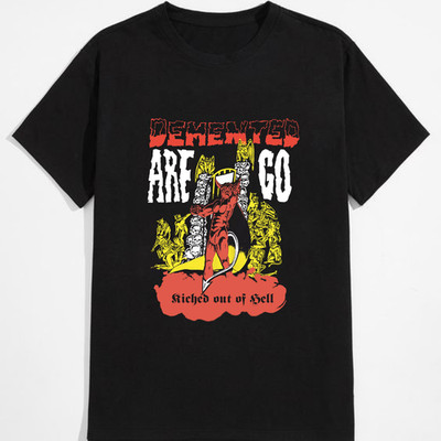 Vintage Demented Are Go Kicked Out Of Hell Band T-Shirt Unisex Tee S-5XL