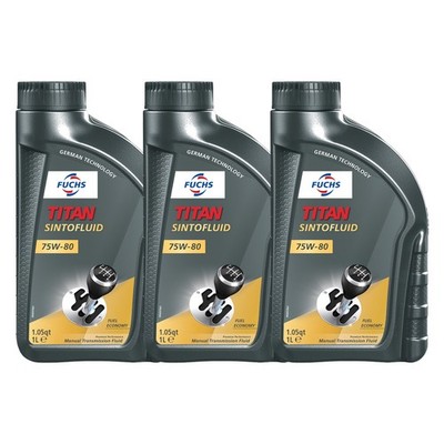 Fuchs 3 Liter TITAN SINTOFLUID SAE 75W-80 Manual Transmission Fluid 3 x 1L