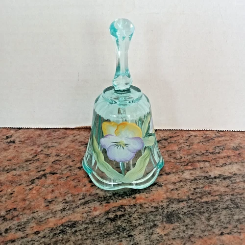 Vintage Fenton Art Glass Hand Painted Bell Signed by Artist with Original Label