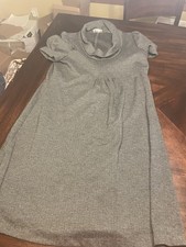 Calvin Klein Dress Womens 12 Charboal Gray Knit Herringbone Stretch Shawl Collar