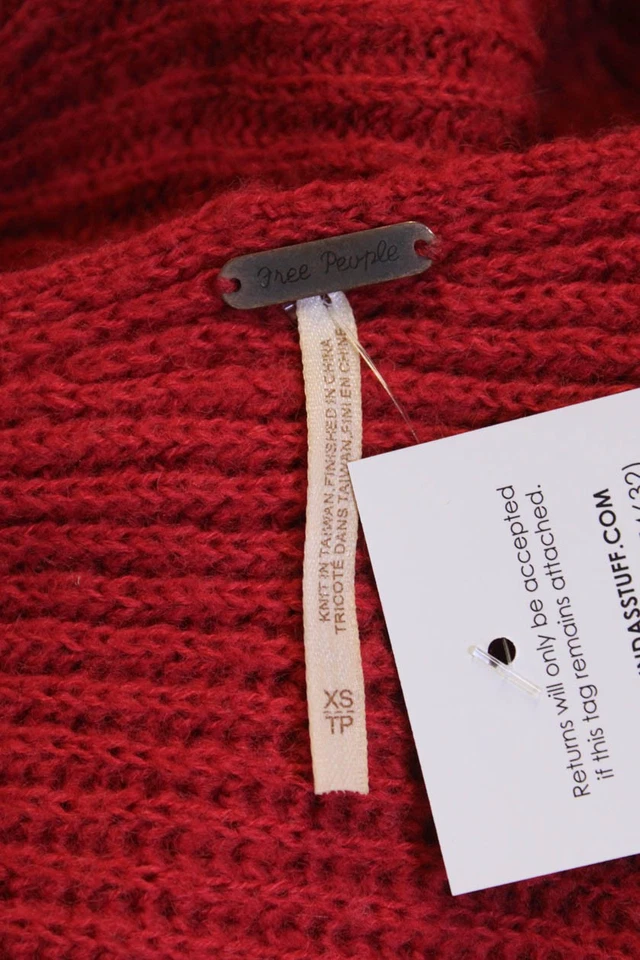 Suéter suéter rojo bohemio manga larga Free People para mujer talla XS Foto 4 de 4