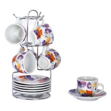 tazze Caffe' confezione 6 Pezzi + piattino E appendino decorate TAZZINE CAFFE' 